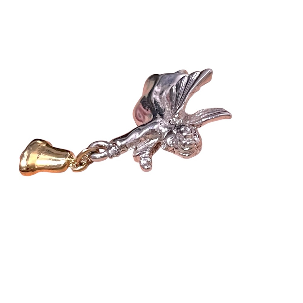 Vintage Angel Bell Two-Tone Pin Brooch - Picture 2 of 4